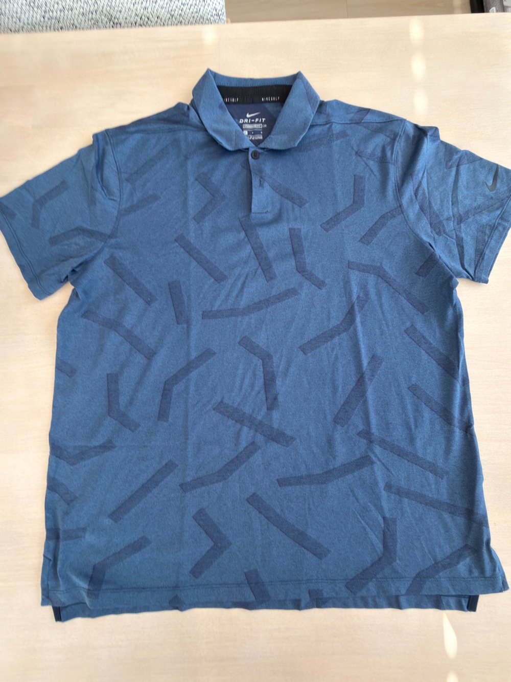 Nike Dri-FIT Blue Geometric Polo Shirt - Size Large